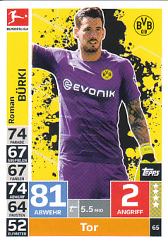 Roman Burki Borussia Dortmund 2018/19 Topps MA Bundesliga #65